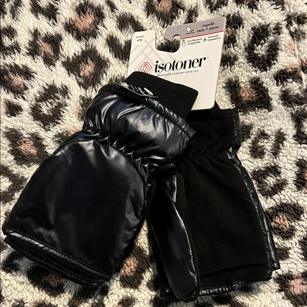 Isotoner Metallic Black Convertible Winter Mittens - Picture 5 of 10